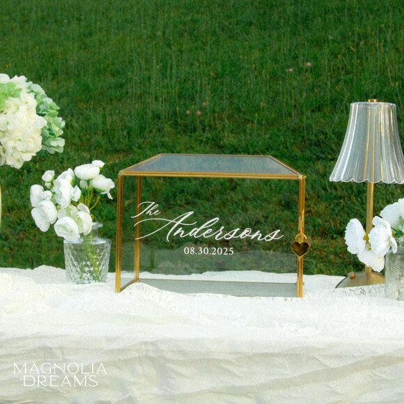 Wedding Card Box, Card Box for Wedding Table, Personalized Glass Card Box - Picture 10 of 12